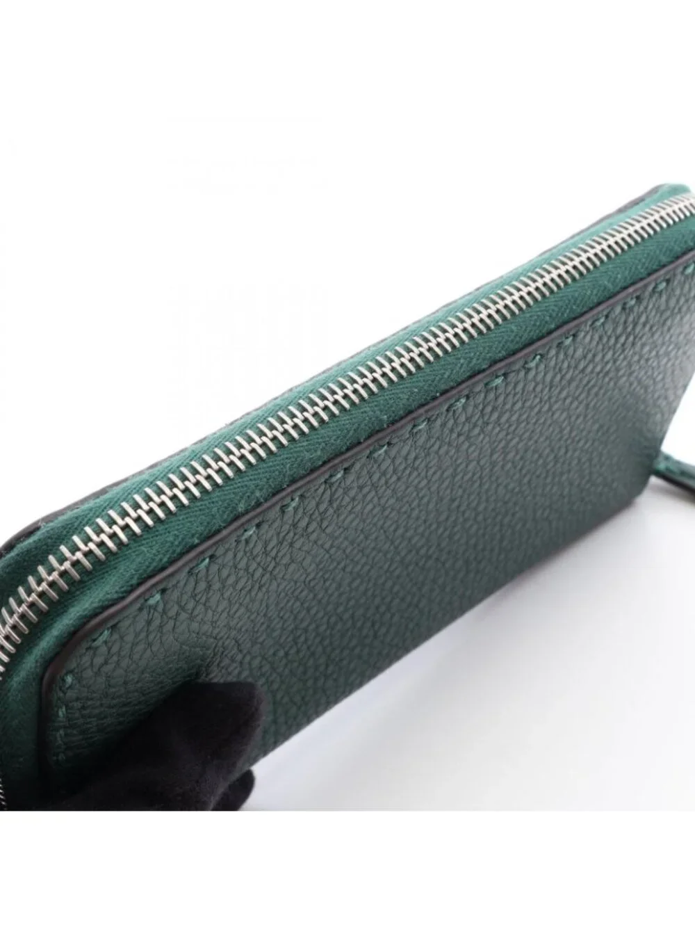 Fendi Round Length Wallet Selleria Green Leather